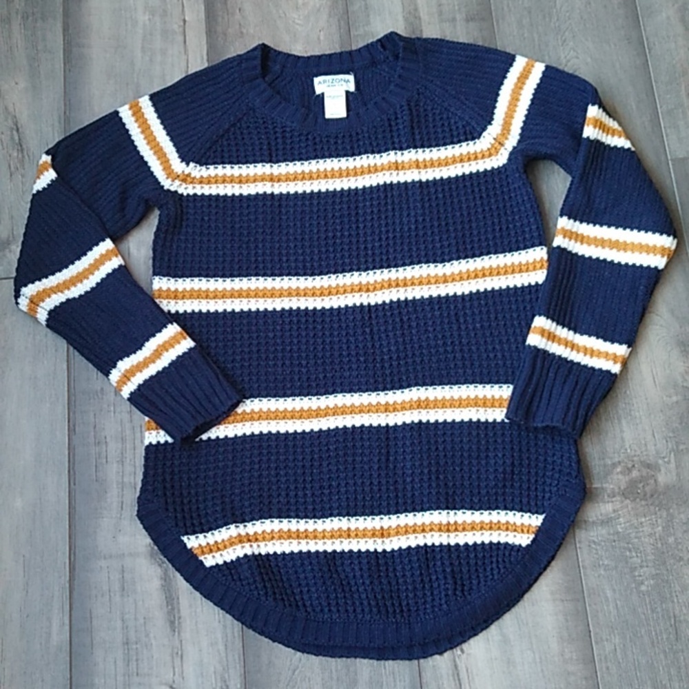 ARIZONA JEAN COMPANY WAFFLE KNIT STRIPED SWEATER SIZE S WOMEN
